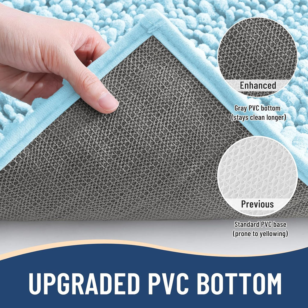 Arotive Luxury Chenille Bathroom Rug Mat, Extra Soft Thick Absorbent Shaggy Bath Rugs, Non-Slip Machine Wash Dry, Plush Bath Mats for Bathroom, Shower and Tub, 44x24, Blue