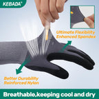 Kebada W2 Work Gloves for Men and Women, Nitrile Coated Working Gloves for Gardening, Construction, Warehouse, Safety Gloves for Work in Yard and Outdoors, 6 Pairs, XS