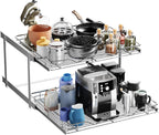 HOLDN’ STORAGE Two Tier Pull Out Cabinet Organizer, Individual Sliding Drawers - Heavy Duty Metal with Lifetime Limited Warranty - Anti Rust Chrome Finish - 26" W x 21”D x 16.5" H