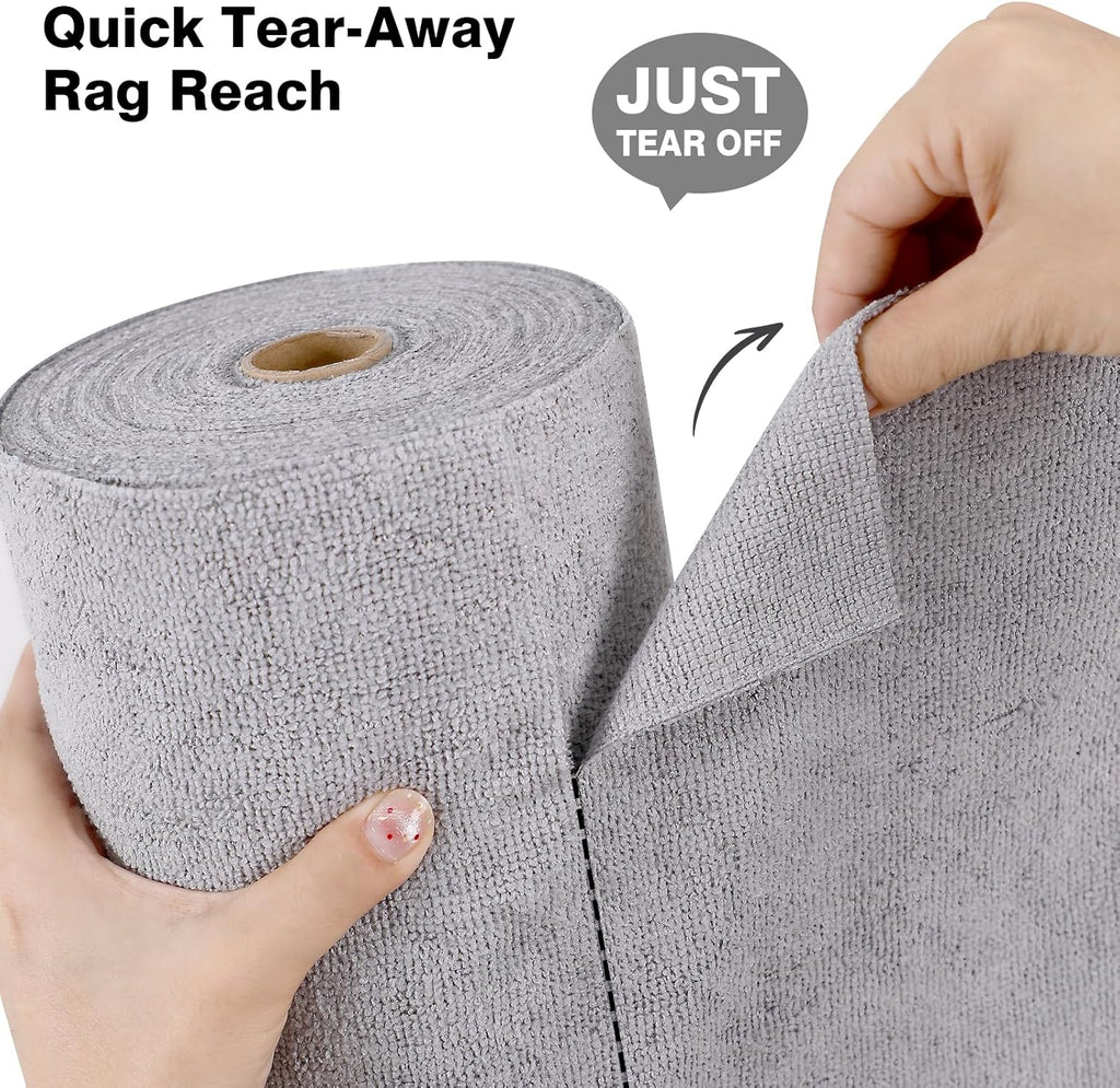 Microfiber Cloth Roll 75 Pack, 180GSM, Tear Away Microfiber Towels 12x12 Inch, Reusable Cleaning Rags for Car Detailing, Kitchen, Dishes, House Cleaning, Windows, Glass, Garage, Shop (Grey)