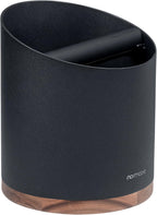 Normcore Espresso Knock Box - 1.8L Capacity, Holds 40–45 Pucks - Heavy-Duty Stainless Steel Coffee Grounds Bin with Removable Knock Bar and Walnut Non-Slip Base, Black
