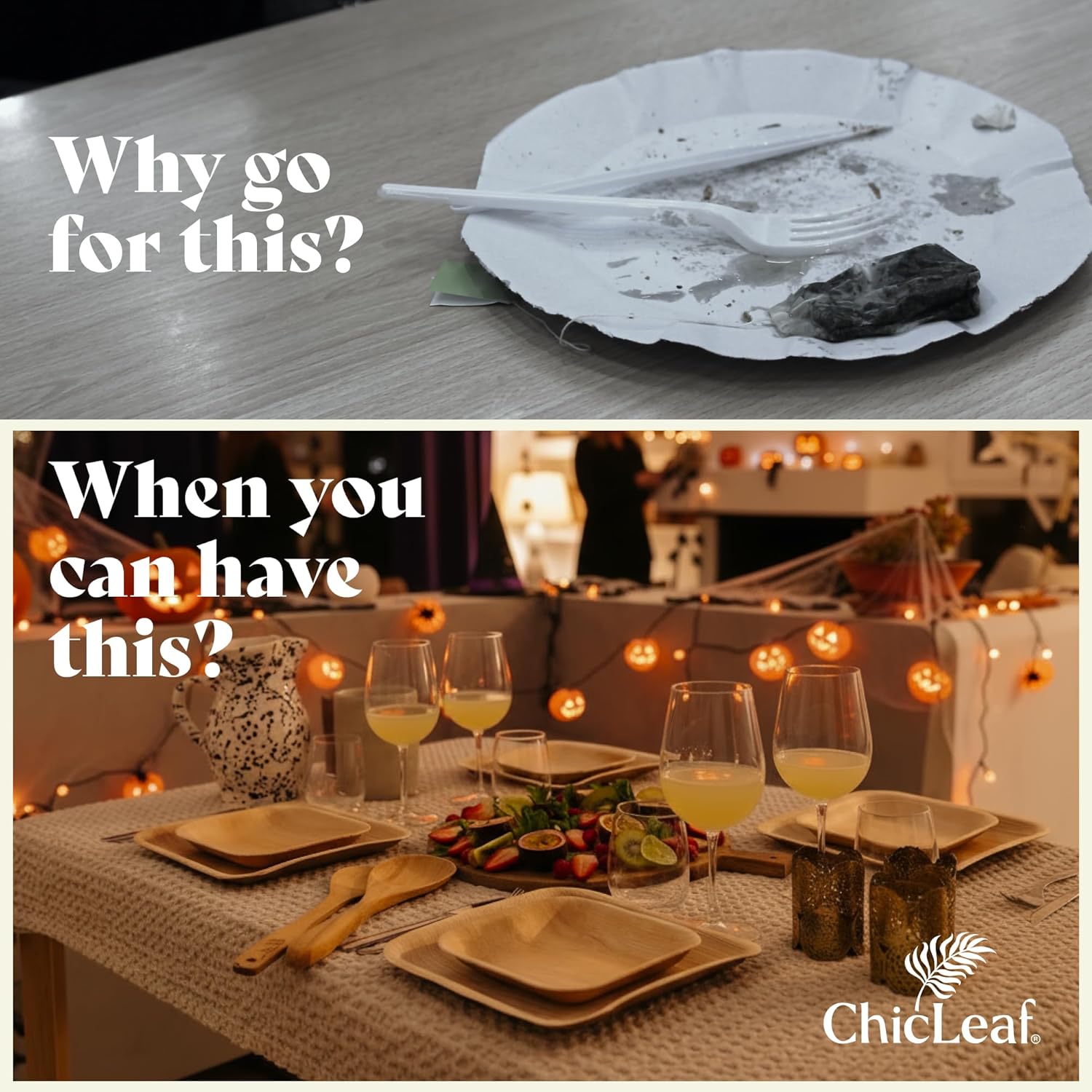 Chic Leaf Compostable & Biodegradable Palm Leaf Disposable Bamboo Plates - Disposable Party Plates for Appetizers - Party Supplies (4'' - 50 Pack)