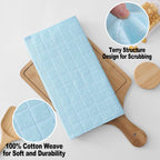 Homaxy 100% Cotton Terry Kitchen Dish Cloths, Ultra Soft and Absorbent Dish Towels for Kitchen, Suitable for Drying and Washing Dishes, 12 Pack, 12 x 12 Inches,Sky Blue