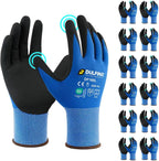 Safety Work Gloves MicroFoam Nitrile Coated-12 Pairs Pack,Blue Seamless Knit Nylon Glove with Black Micro-Foam Nitrile Grip,Ideal for General Purpose,Automotive,Home Improvement,Painting(Large)