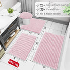Arotive Luxury Chenille Bathroom Rug Mat, Extra Soft Thick Absorbent Shaggy Bath Rugs, Non-Slip Machine Wash Dry, Plush Bath Mats for Bathroom, Shower and Tub, 47x32, Pink
