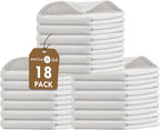 Native Fab Waffle 18 Pack Dish Cloths - 100% Cotton, Absorbent, Quick Drying, Washable Towels for Cleaning, Cooking & Baking - Great for Home, Restaurants, Cafes, Bars, Everyday Use, 12"x12", White
