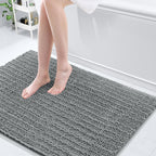 Arotive Luxury Chenille Bathroom Rug Mat, Extra Soft Thick Absorbent Shaggy Bath Rugs, Non-Slip Machine Wash Dry, Plush Bath Mats for Bathroom, Shower and Tub, 47x32, Grey
