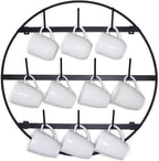 Claimed Corner Mug Rack with Sturdy Steel Frame, Matte Black Finish, Removable Rubber Caps, Wall Mounted (Round 24" x 24")
