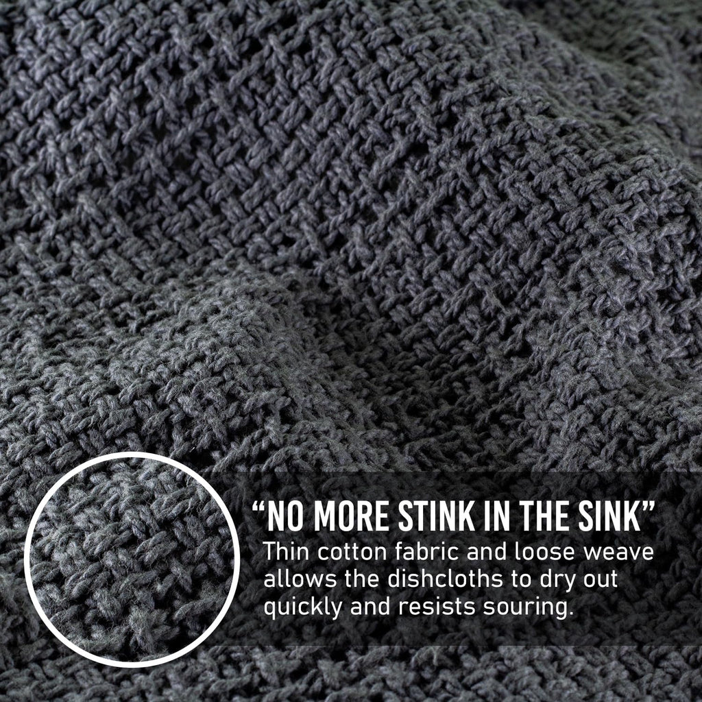 Old Fashion 100% Cotton Dishcloths - Set of 4 Mixed Colors - 2 Gray/2 Natural -11" x 11"