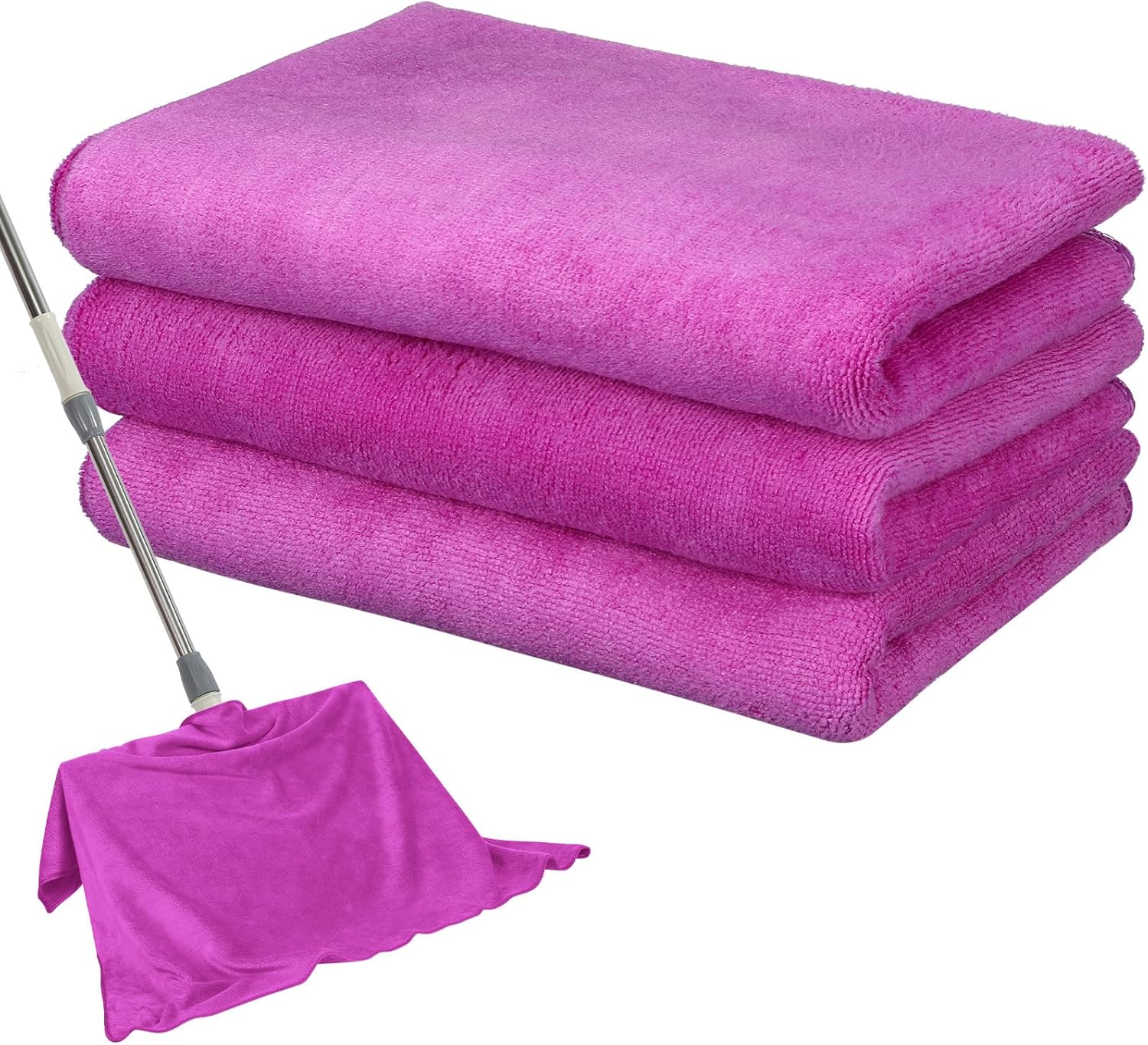 Newwiee 3 Pcs Extra Large Microfiber Cleaning Cloth 30" x 20" Washable Reusable Microfiber Towel Streak Free Lint Free Cloth for Cleaning Home Glass Office Window Bathrooms (Purple)