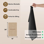 Native Fab Cotton Kitchen Towel with Hanging Loop 16x26 inches, 4-Pack, Waffle Weave Kitchen Towels for Cleaning Drying, Washcloths Soft & Absorbent Cloth Rags, Bar Towel, Dish Cloth, Black