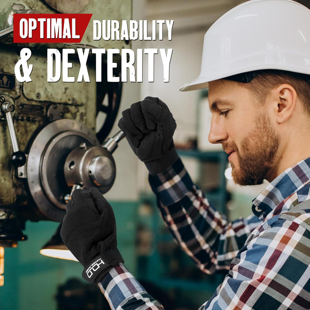 HANDLANDY Work Gloves for Men & Women, Utility Mechanic Working Gloves Touch Screen, Flexible Yard Work Gloves