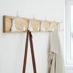 SKOLOO 24-Inch Natural Wood Coat Rack Wall Mount with 5 Triple Hooks - Ideal for Family Entrances, Classrooms, and Pet Supplies Storage - Perfect Coat Hooks for Wall