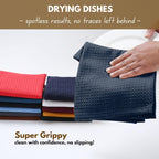 Native Fab Cotton Kitchen Towel with Hanging Loop 16x26 inches, 6-Pack, Waffle Weave Kitchen Towels for Cleaning Drying, Washcloths Soft & Absorbent Cloth Rags, Bar Towel, Dish Cloth, Navy