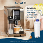 Coffee Machine Fitler, Delonghi Filter Replacement for DeLonghi DLSC002, Delonghi Magnifica Evo, Dinamica Plus, ESAM, ETAM, BCO, EC. Activated Carbon Water Filter Cartridges Softener (4 Pcs)