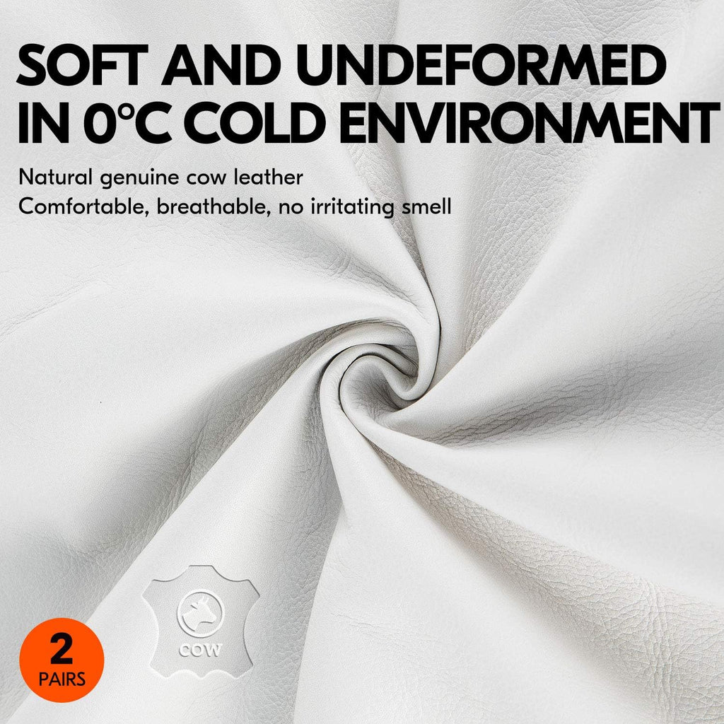 Vgo... 2-Pairs 32℉ or Above Lined Winter Cow Grain Leather Work and Driver Gloves (Size L, Cream, CA9501F)