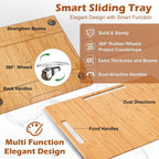 Joy&Grace Appliance Slider for Kitchen Appliances 360° Rolling Sliding Tray for Coffee Maker Countertop, Bamboo Coffee Pot Slider Rolling Tray (Natural, Large 16"x13")