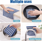 Homaxy 18 Pack Kitchen Dish Cloths, Ultra Soft and Absorbent Dish Towels, Reusable Fast Drying Microfiber Cleaning Cloth, Coral Velvet Wave Design No-lint, 10 x 10 inches, Dark Grey/Navy Blue/Beige