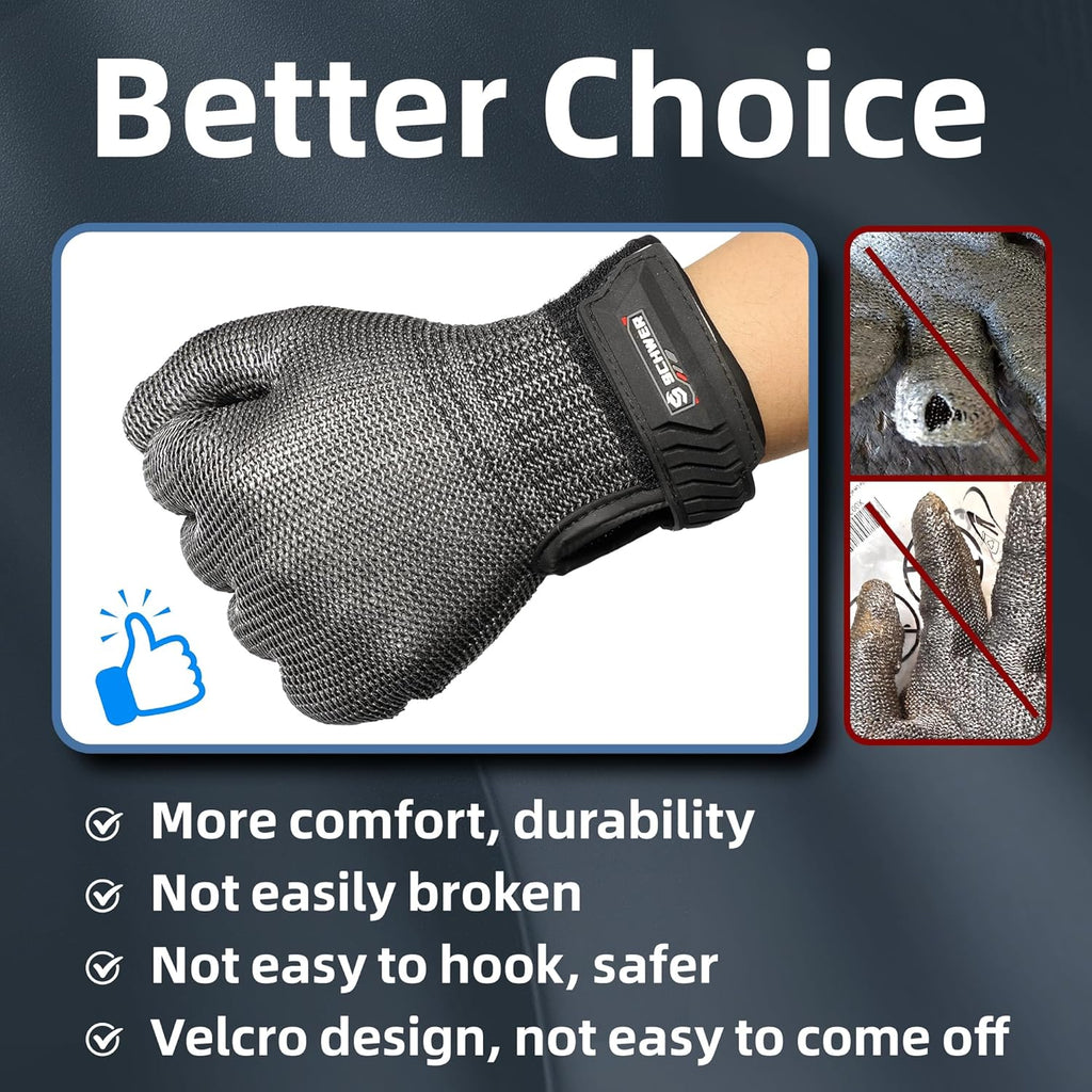 Schwer Ultimate Cut Resistant Gloves Beyond ANSI A9, Reinforced Stainless Steel Glove, Food Grade Mesh Metal Gloves for Butcher Meat Cutting, Oyster Shucking, Mandoline, Non-PFAS, PR1708 (XL, 2 PCS)