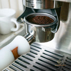 54mm Bottomless Portafilter Modern Handle – Includes Stainless Steel Naked Basket – Fits Breville Barista Express & 54mm Breville Espresso Machines - Espresso Machine Accessories – White