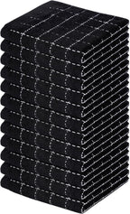 Homaxy 100% Cotton Terry Kitchen Dish Cloths, Ultra Soft and Absorbent Dish Towels for Kitchen, Suitable for Drying and Washing Dishes, 12 Pack, 12 x 12 Inches, Black