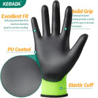 Kebada W1 Work Gloves for Men and Women, Touchscreen PU Coated Gloves with Grip, 50 Pairs Bulk Pack, Ideal for Warehouse Package Handling, Construction, Gardening, Green X-Large