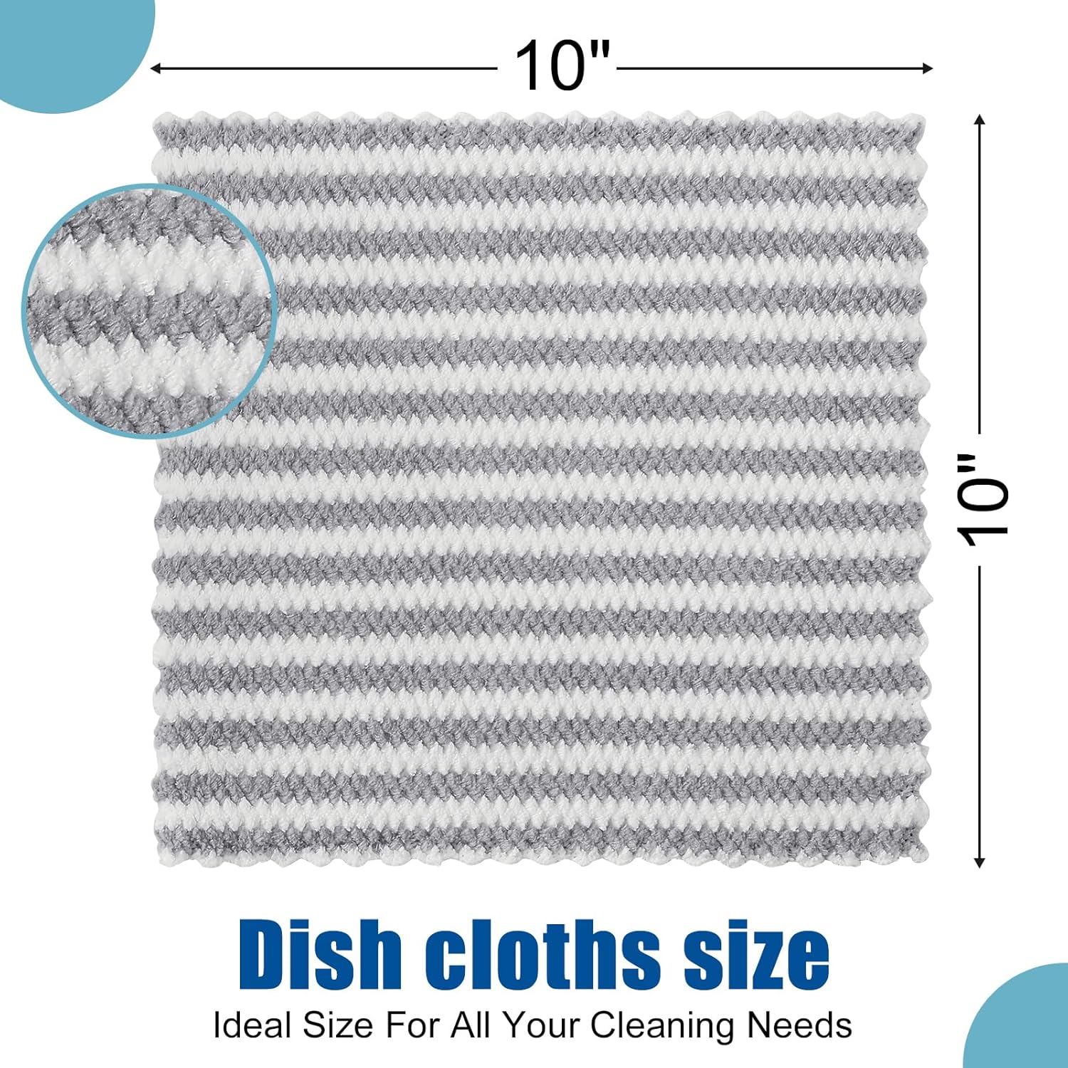 Homaxy 18 Pack Kitchen Dish Cloths, Ultra Soft and Absorbent Dish Towels, Reusable Fast Drying Microfiber Cleaning Cloth, Coral Velvet Wave Design No-lint,10 x 10 inches, Grey