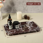 Marble Vanity Tray, 11.8in Stone Bathroom Tray for Countertop, Red Decorative Tray for Dresser Organizer, Luxury Serving Tray for Kitchen, Storage Dish for Kitchen Sink, Perfume, Jewelry Holder