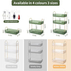 YCIA&DONE Bathroom Organizer Countertop, Makeup Storage, Skincare Cosmetic Tray Shelf, Perfume Holder Rack for Vanity Counter, Large Capacity, Easy to Install, Clean, 3 Tiers, Vintage Green