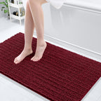 Arotive Luxury Chenille Bathroom Rug Mat, Extra Soft Thick Absorbent Shaggy Bath Rugs, Non-Slip Machine Wash Dry, Plush Bath Mats for Bathroom, Shower and Tub, 54x24, Burgundy