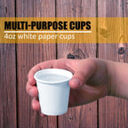 Smygoods White Disposable Paper Coffee Cups with Lids (4 OZ, 50 Count) For Hot Beverages, Tea, Espresso, Cocoa - To Go Drink Containers, Café & Office