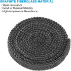 PATIKIL Wood Stove Gasket, 2Pcs 9/16" x 1/8" x 73" Flat Graphite Fiberglass High-Temperature Resistance Seal Rope for Stoves Fireplace Door, Black
