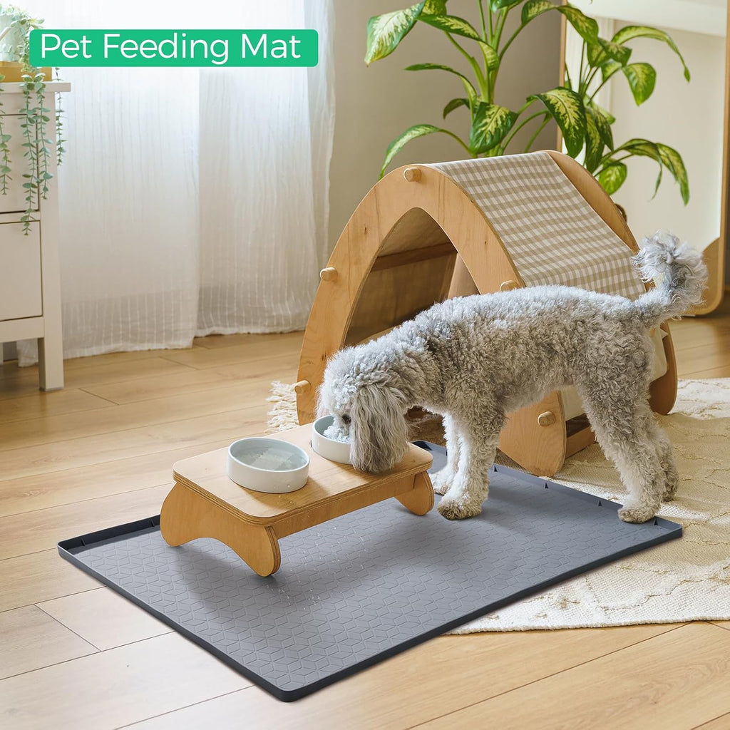 TRZZ Silicone Waterproof Under Sink Mat 34" x 19", Drip Tray and Cabinet Liner for Kitchen and Bathroom, Prevents Water Damage and Organizes Cabinets (Grey)