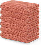 Kitinjoy 100% Cotton Waffle Weave Kitchen Towels, 6-Pack Super Soft and Absorbent Dish Towels for Drying Dishes, Kitchen Hand Towels, 13 in x 28 in, Coral