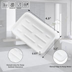 Silicone Kitchen Sink Organizer Tray for Multiple Usage,Easy Clean Sponges Holder for Kitchen Bathroom Counter or Sink,Dish Soap Dispenser,Scrubber,Bottle,Cup White 4.9”x 3.2”
