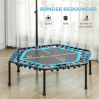 Soozier 45" Rebounder Trampoline for Adults, Mini Trampoline Indoor with Colorful LED Lights and Adjustable Handle, Quiet and Safe Bungee Rebounder