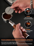 54mm Bottomless Portafilter with Puck Screen | Fits for 54mm Breville Machines | Stainless Steel portafilter and Mahogany Handle|Espresso Machine Accessories(Mahogany)