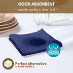 Native Fab Waffle Dishcloths 12 Pack - 100% Cotton, Ultra Absorbent Dish Cloths for Kitchen Cleaning, Drying, and Cooking - Soft and Durable Towels for Everyday Use, 12x12 inch - Ink Blue