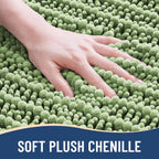 Arotive Luxury Chenille Bathroom Rug Mat, Extra Soft Thick Absorbent Shaggy Bath Rugs, Non-Slip Machine Wash Dry, Plush Bath Mats for Bathroom, Shower and Tub, 54x24, Sage Green