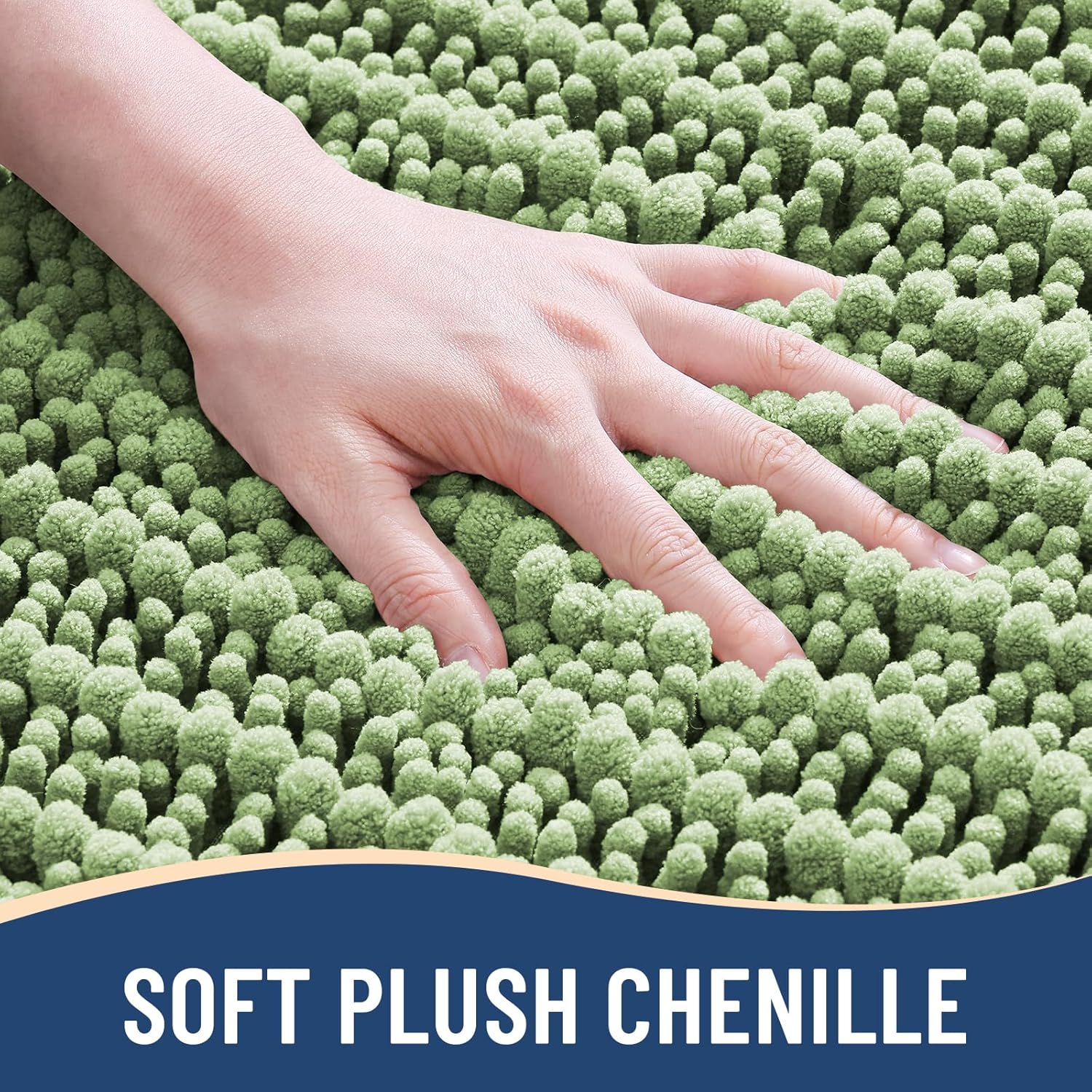 Arotive Luxury Chenille Bathroom Rug Mat, Extra Soft Thick Absorbent Shaggy Bath Rugs, Non-Slip Machine Wash Dry, Plush Bath Mats for Bathroom, Shower and Tub, 44x32, Sage Green