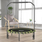 40" Fitness Trampoline with Adjustable Handle Bar Silent Mini Trampoline Bungee Rebounder Jumping Cardio Trainer Workout for Adults - Maximum Load 150 kg