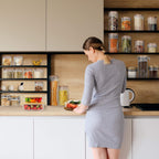 Urban Green Glass Jars with Airtight Lids, Airtight Canisters with Wood Lids, Glass Storage Containers with Bamboo Lid, Food Storage Containers Set (6 Pack of 27oz)