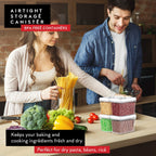 DWËLLZA KITCHEN Airtight Food Storage Containers - Pantry Snacks Kitchen Container, Baking Supplies, 4LB Sugar & Flour Canister - 4 Pc Set All Same Size - Clear Plastic BPA-Free - Keeps Fresh & Dry