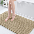 Arotive Luxury Chenille Bathroom Rug Mat, Extra Soft Thick Absorbent Shaggy Bath Rugs, Non-Slip Machine Wash Dry, Plush Bath Mats for Bathroom, Shower and Tub, 60x24, Beige