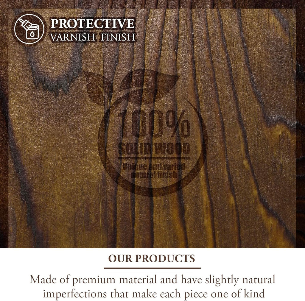 MyGift Wooden Vanity Tray, Rustic Burnt Solid Wood Toilet Tank Tray - Decorative Octagonal Cosmetic Organizer with Antique Metal Handles