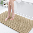 Arotive Luxury Chenille Bathroom Rug Mat, Extra Soft Thick Absorbent Shaggy Bath Rugs, Non-Slip Machine Wash Dry, Plush Bath Mats for Bathroom, Shower and Tub, 60x20, Beige
