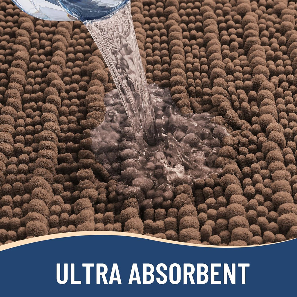 Arotive Luxury Chenille Bathroom Rug Mat, Extra Soft Thick Absorbent Shaggy Bath Rugs, Non-Slip Machine Wash Dry, Plush Bath Mats for Bathroom, Shower and Tub, 30x20, Mocha