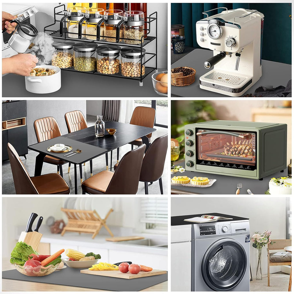 Ewen 25.6"x17.7"x0.08" Large Heat Resistant Silicone Mat for Kitchen Counter, 2mm Thick Countertop Protector Mat, Non-Stick Glass Top Stove Cover Pad for Appliances Coffee Maker Table Workbench Gray