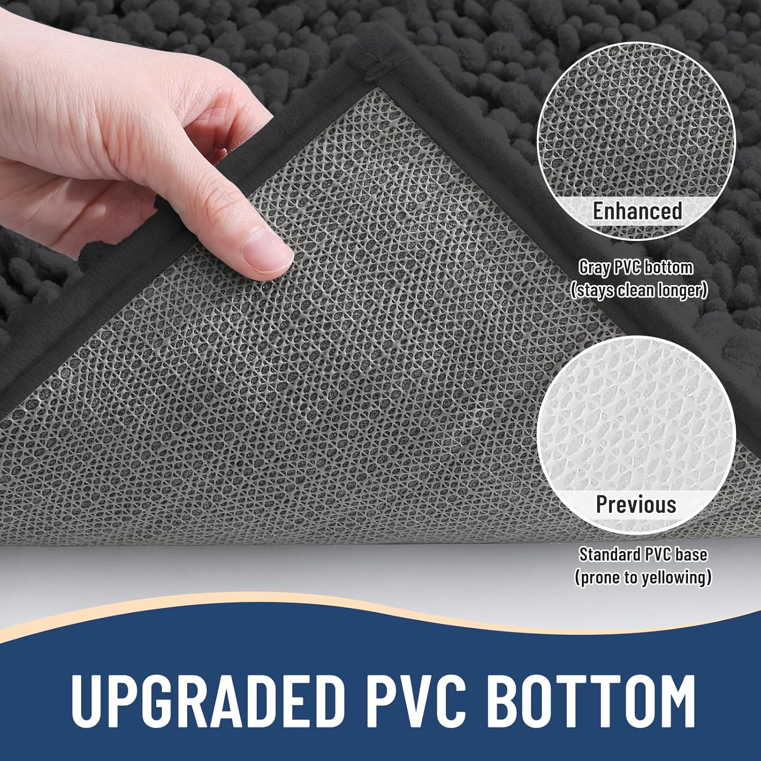 Arotive Luxury Chenille Bathroom Rug Mat, Extra Soft Thick Absorbent Shaggy Bath Rugs, Non-Slip Machine Wash Dry, Plush Bath Mats for Bathroom, Shower and Tub, 30x17, Dark Grey