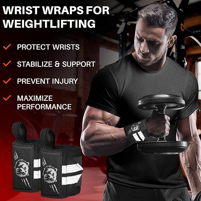 TECEUM Weightlifting 18" & 12" Wrist Wraps with Thumb Loop – Heavy Duty Wrist Workout Braces for Men and Women – Ideal for Powerlifting, Strength Training, Bodybuilding